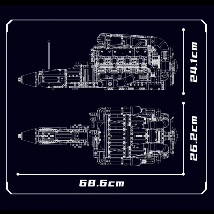 Mould King 10168 Motorised Hypercar W16 Engine & Gearbox Building Set - 2899 pcs - Image 6