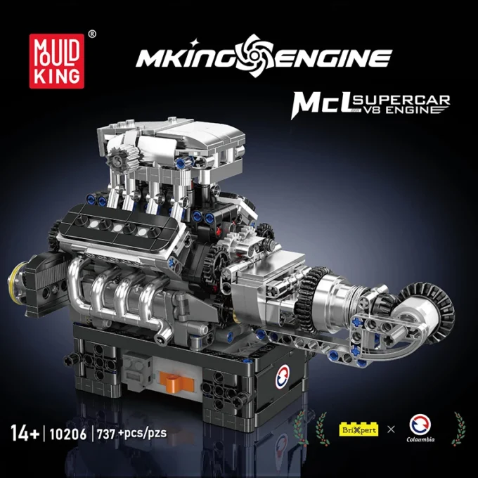 Mould King 10206 Turbocharged V8 Engine Building Set - 737 Pcs - Image 3