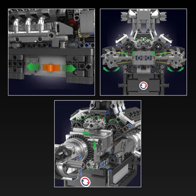 Mould King 10206 Turbocharged V8 Engine Building Set - 737 Pcs - Image 5